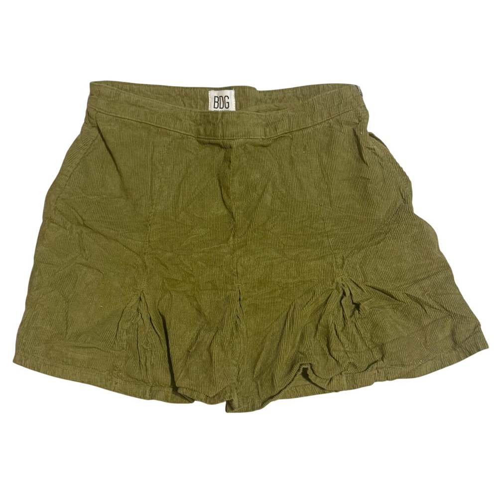 BDG Urban Outfitters Olive Green Corduroy Pleated Mini Skort Womens Size M
